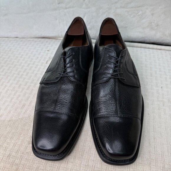 Johnston & Murphy Mens Black Leather Cap Toe Oxfords Size 12M - Picture 2 of 9